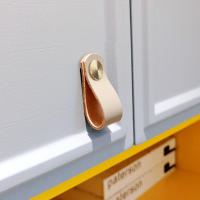 Pomo De Cuero Artificial Y Metal Para Muebles De Niños Estilo Nórdico Pull De Cobre Para Armario De Cocina Y Gabinete Herramienta De Muebles - details 7