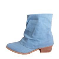 Botines para Mujer, Cowboy Azul Tejana, Primavera Verano, Tacones Bajos, Caña Baja, Punta Fina, Moda Informal Camperas - details 3
