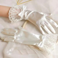 Guantes De Boda Elegantes Para Novia Con Lazo Accesorios De Boda Para Damas Guantes De Noche Formales De Encaje Rayón Talla Única - details 28