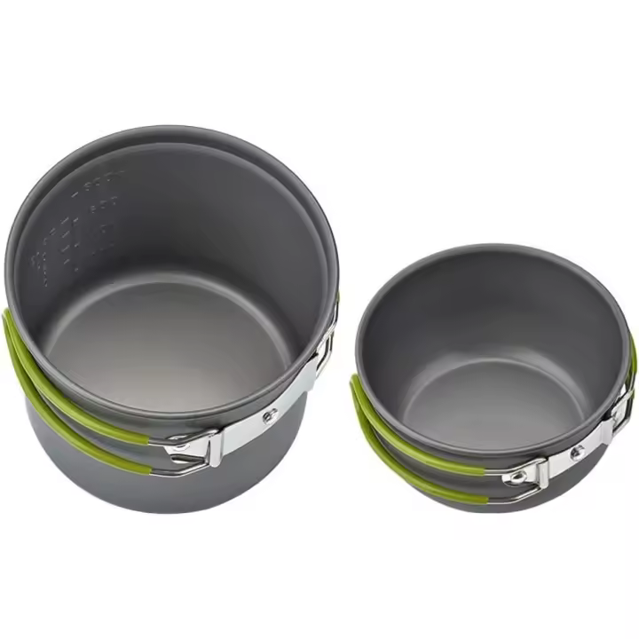 MOV-Picnic Camping Senderismo Mochilero Olla Pan Utensilios de Cocina Juego de cuencos para Cocinar al Aire Libre, Aluminio - 1