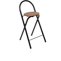 STARLEY-Taburete Plegable con Respaldo - Silla Plegable de Metal y Madera - Ideal para Cocina, Terraza o Jardín (Alto. 80 cm x Largo. 40 cm - Negro) - details 0