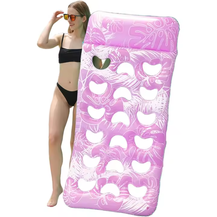 Tumbona Flotante para Bronceado,Cama Solar Inflable con Reposacabezas para Piscina - Balsas Impermeables para Piscina Playa Parque Acuático Viajes Y Fiestas - 1