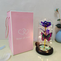 Lámpara De Rosas Artificiales Con LED Colores Y Mariposa En Vidrio Regalo Para Mujeres Luz De Galaxia Rosa Artificial Con Mariposa Y LED Colorido - details 23