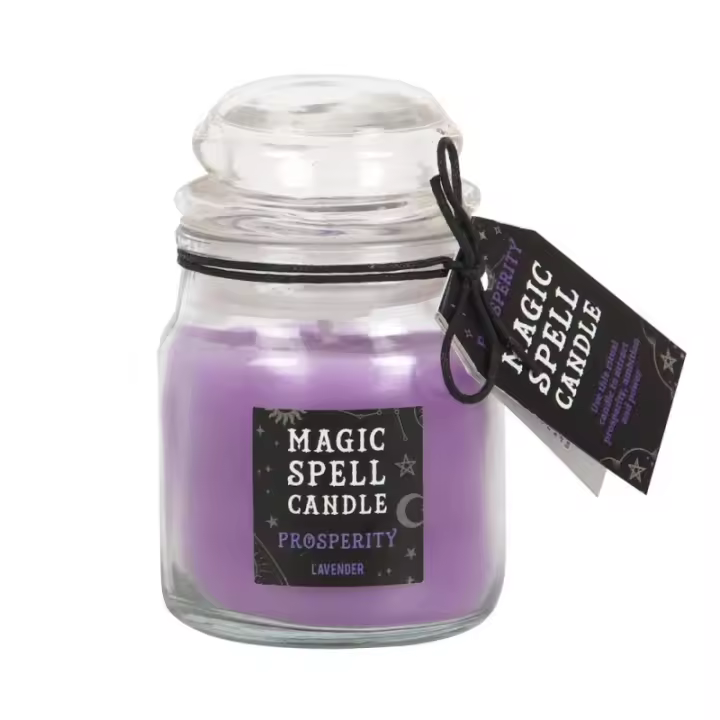 VELAS CRISTAL MÁGICA - MAGIC SPELL - PROSPERITY - PROSPERIDAD - VELA EN FRASCO DE CRISTAL MORADA LAVANDA - SPIRIT OF EQUINOX - 1