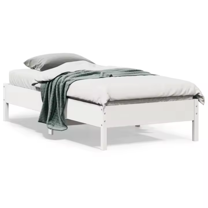 Estructura de cama sin colchón madera maciza blanca 90x190 cm - 1