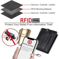 Cartera Hombre Piel con Monedero Billetera Hombre con RFID Bloqueo Billeteras Bifold Hombres Monedero Hombre Pequeño con Cremallera 14 Ranuras para Tarjetas Carteras para Hombre con Cadena - details 1