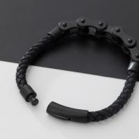 Pulsera De Cuero Trenzado Con Cadena De Bicicleta Y Hebilla De Metal Estilo Punk Retro Para Hombres Joyería De Fiesta De Motocicleta Y Ciclismo - details 5