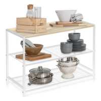 STARLEY-CONFORTIME Estanteria 3-4 niveles Metal Madera en Blanco Estanteria organizador Cocina Dormitorio Escritorio Zapatero 60 x 30 x 43 cm - details 0