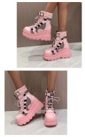 Botas De Mujer 2024 Otoño Botas De Tobillo Con Plataforma Y Tacón Alto Diseño De Moda Zip Cosplay Zapatos Para Mujer Botas Cortas De PU Con Cierre De Lazo - details 5