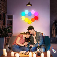 Luz De Pared Hexagonal Con Control Remoto Y Luz LED RGB Modulable USB Colorida Luz Nocturna Geométrica DIY Para Decoración De Hogar - details 15