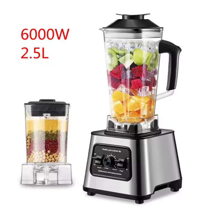 Batidora profesional potente de 6000W, exprimidor, batidora de mesa, contenedor de 2,5l, procesador de alimentos, mezclador para frutas y nueces de hielo - 1