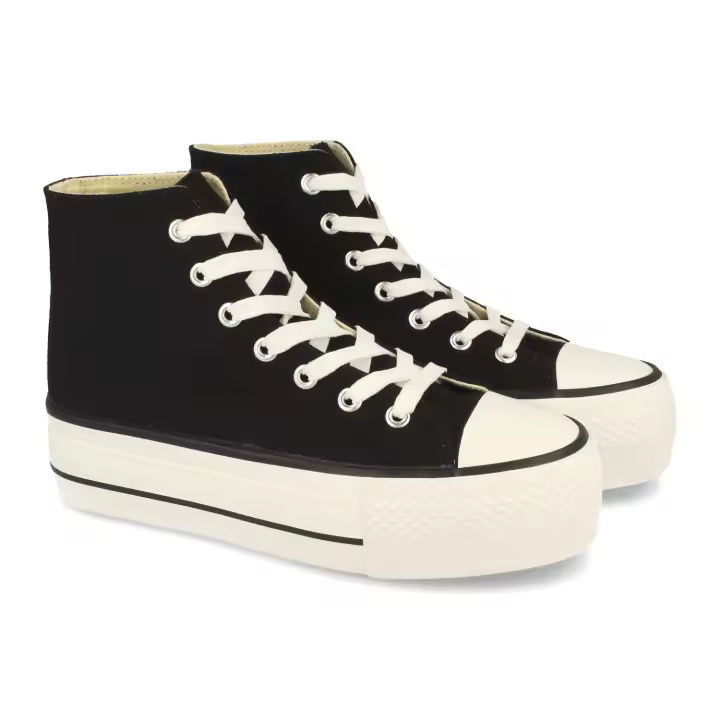 PuntoSalao Zapatilla altas lona mujer color negro - 1