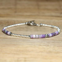 Pulsera Minimalista De Acero Inoxidable Con Piedra Natural Hecha a Mano Para Mujer Pulsera OT Clasp Picasso Hematita Joyería Unisex - details 4