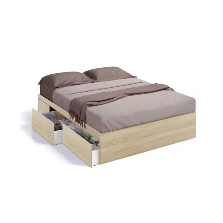 Duehome - Cama Matrimonio Kendra con 4 Cajones de Almacenaje - 1