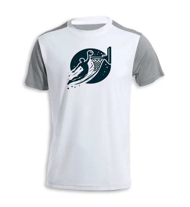 MERCHANDMANIA CAMISETA BICOLOR logo baloncesto deporte balon jugadores tshirt - 1