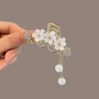 1pcs Hermoso Y Elegante Pinza Para Cabello Con Flor De Cristal Y Perla Para Mujeres Y Niñas Accesorios De Peluca Para Fiestas Y Cuentas De Cabellera - details 1