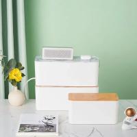 Caja De Almacenamiento Para Cable De Madera Organizador De Línea Eléctrica Anti-Polvo Casillero Para Enchufe Y Red Bin De Almacenamiento De Cable - details 4
