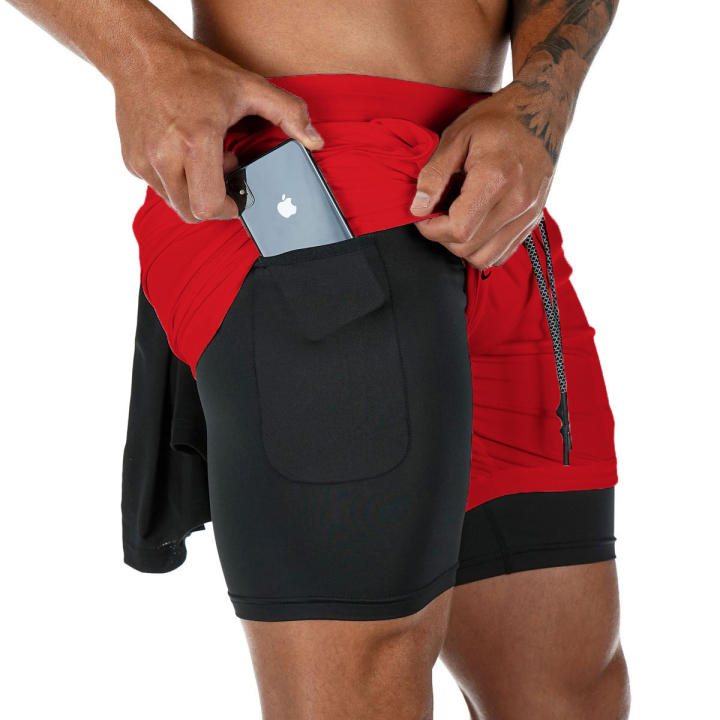 Shorts De Fitness Para Hombre Doble Capa 2 En 1 Deporte Entrenamiento En El Gimnasio Quick Dry Running Verano Shorts Casual