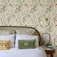 Papel Tapiz PVC Floral Beige Pálido Adhesivo Para Cocina Baño Decoración De Pared Resistente Al Agua Y a La Humedad Estilo Pastoral - details 0