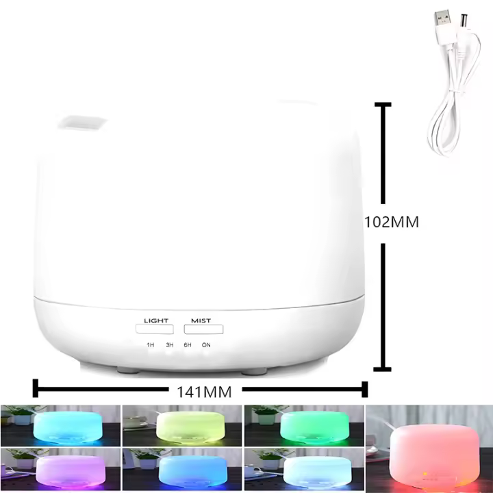 Humidificador De Aroma 500ML Con Luz Nocturna Colorida Y Diffusor De Aceites Esenciales Mini Tamaño USB Con Protección Anti-Desbordamiento - 1
