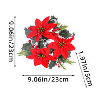 Anillo De Vela Artificial De Navidad Con Flores Decoración Para Casa Boda Y Fiesta Accesorio De Vela De Aro Para Decoración Navideña - details 10