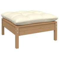 vidaXL Sofá de jardín de 2 plazas madera maciza pino con cojines Marrón y gris, Natural y crema, Blanco Conjunto Terraza Muebles Jardín Exterior Juego de Muebles de jardín Mueble Jardín Exterior Muebles de Salon Exterior - details 0