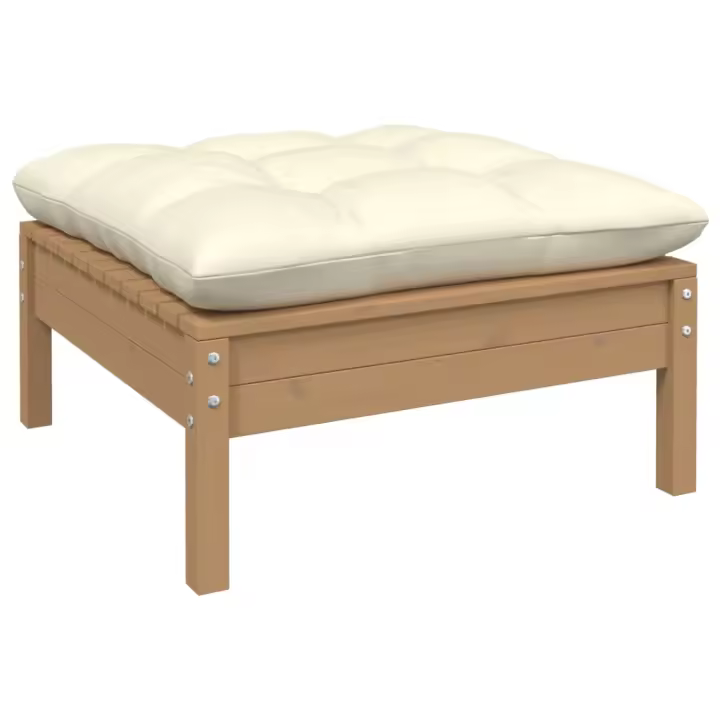 vidaXL Sofá de jardín de 2 plazas madera maciza pino con cojines Marrón y gris, Natural y crema, Blanco Conjunto Terraza Muebles Jardín Exterior Juego de Muebles de jardín Mueble Jardín Exterior Muebles de Salon Exterior - 1