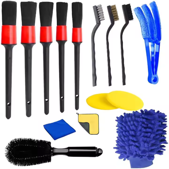 Kit De Limpieza Para Coche SEAMETAL 13/15 Piezas Con Cepillos De Limpieza Y Toallas Para Ventanas Y Rines Herramientas Para Eliminar Polvo Y Suciedad - 1