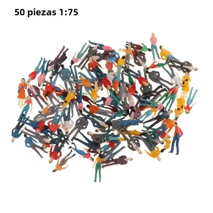 50Pcs Figuras De Miniatura 1:75 Escala 19-25mm Pintadas Personas Multicolor Poses Variadas Para Escenarios De Modelado - 1