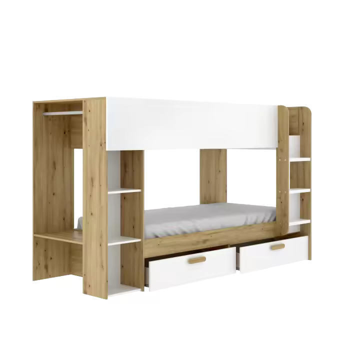 DEKIT GRUPO RIMOBEL VINTY - CAMA PARA DORMITORIO - LITERA - BLANCO / NORDIC - 150 x 245.4 x 109.8 - 1