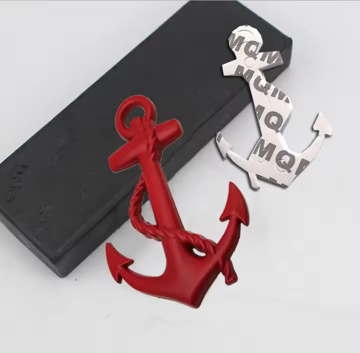 1PC Pegatina De Coche De Metal Con Emblema De Ancora Buque Aletas De Pato Accesorios Para Coche Decoración De Parachoques Y Lateral - 1