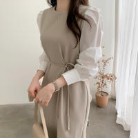 Vestido Wrap Vintage REALEFT Para Mujer Con Cinturón Manga Larga Cuello Redondo Adecuado Para Oficina Estilo Elegante Talla Regular Longitud De Pierna - details 14