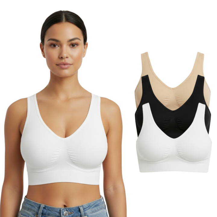 Idolika - Pack 3 - Sujetador sin relleno - Sujetador sin aros y sin relleno - Sujetador sin aros - Sujetador sin costuras