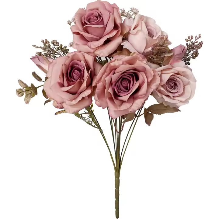 Poenia Arte Floral - Ramo Rosa Artificial 50cm - Realista Duradero Decorativo - 1