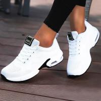 Zapatillas De Correr Para Mujer Transpirables De Malla Zapatos Deportivos Casuales Con Cordones Plataforma Aumenta Altura Para Caminar Al Aire Libre - details 1