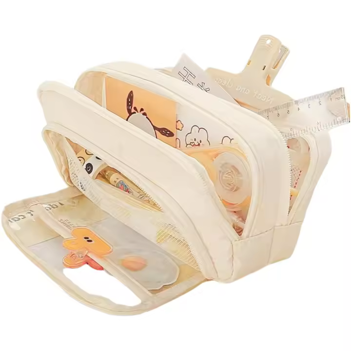 Bolsa para Bolígrafos Kawaii de Gran Capacidad con Soporte para Empalizada - Material Coreano - Estuche Escolar Multicapa - 1