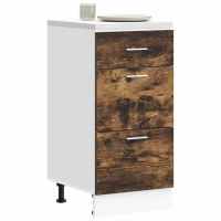vidaXL Armario bajo “Lyon” de madera de ingeniería en color Blanco/Madera antigua/Gris hormigón y más | almacenamiento funcional diseño moderno para baño dormitorio sala - details 4