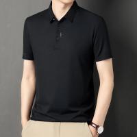 Camisa Polo Casual Para Hombre Verano Corta Color Sólido Negocios Camiseta Transpirable Con Cuello En V Botones Talla Grande - details 4
