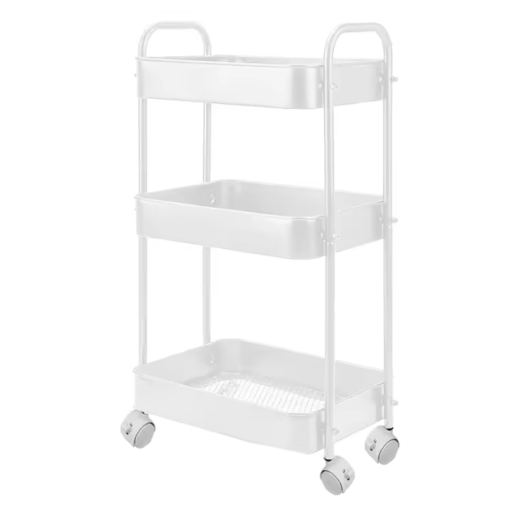 Acomoda Textil - Camarera Auxiliar para Almacenamiento Cómoda, Ligera y Resistente en Cocina, hogar y Restaurante. Carrito de Cocina Multiusos de 3 Niveles con Ruedas 30x45x78 cm. - 1