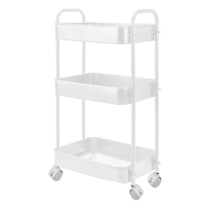 Acomoda Textil - Camarera Auxiliar para Almacenamiento Cómoda, Ligera y Resistente en Cocina, hogar y Restaurante. Carrito de Cocina Multiusos de 3 Niveles con Ruedas 30x45x78 cm. - 1