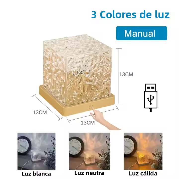 Proyector De Luz Nocturna Dinámico Con Ondas De Agua Y Llama Cristalina En 16 Colores Para Sala De Estar Estudio Dormitorio - 1