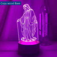 Lámpara De Noche 3D Ilusión De Jesús Cambio De 7 Colores Control Remoto LED Decorativa Cristiana Luz De Oración De Mesa - details 7