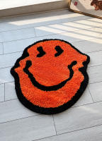 Alfombra Suave De Acrílico Tejida a Mano Diseño Sonriente Torcido Decoración Para Habitación Y Baño Alfombra Fluffy Independiente - details 0