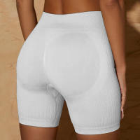 Shorts De Yoga Para Mujer Estilo Fitness Ciclismo Push up Cintura Alta Ribbed Sin Costuras Verano Ejercicio Striped Spandex Nylon - details 9