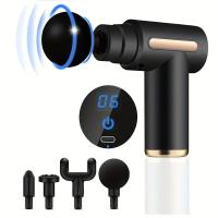 Masajeador Eléctrico De Fascia Portátil Con Pantalla Táctil LED Y 4 Cabezas De Masaje Reemplazables Masajeador De Body Percusión - details 9