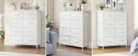 SONGMICS Cómoda, 8 Cajones de Tela, Acero, MDF, Tela no Tejida, para Dormitorio, Armario, Pasillo, Salón, Blanco Nube y Blanco Nieve/Blanco - details 1
