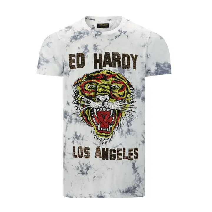 Ed Hardy Camiseta Los Tigre Blanco Moda Urbana - 1