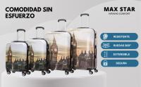 Max Star Juego Maletas de Viaje 4 Piezas MS-1192 Estampado Rigida Giratorias Maleta Cabina Pequeña 48cm - Maleta Cabina 55cm - Maleta Mediana 66cm - Maleta Grande 75cm (Autobus) - details 0