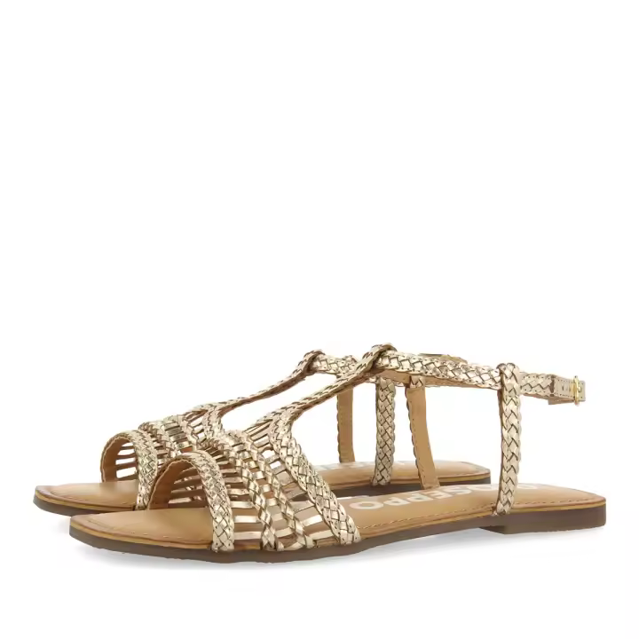 Gioseppo Sandalias Doradas Mujer Piel Trenzada Cierre Ajustable - 1