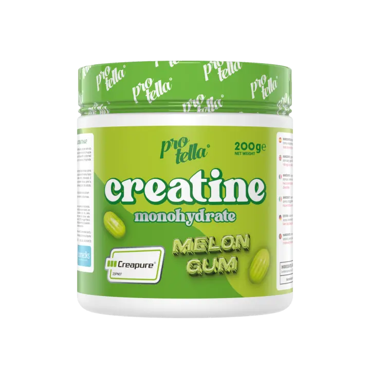 Creatina Creapure® Melon Gum 200g | Creatina Monohidratada de Alta Pureza | Sabor Chicle de Melón | Mejora del Rendimiento y Crecimiento Muscular | Sin Azúcares Añadidos | Protella - 1